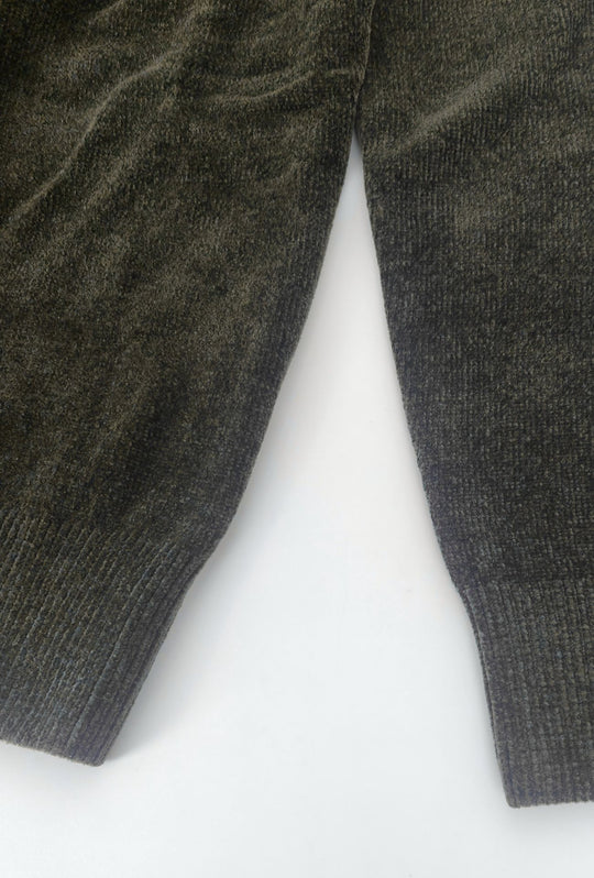 Pullover Uomo Girocollo in Morbida Ciniglia Maniche Lunghe- VERDE MILITARE
