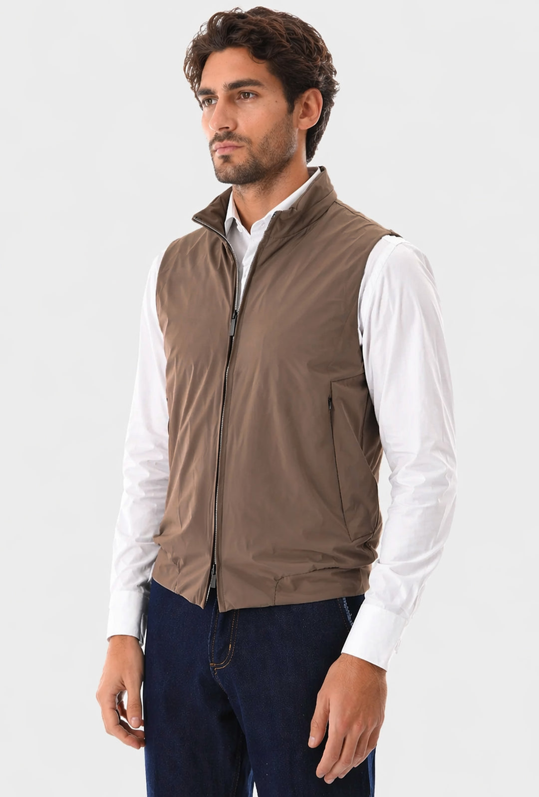 Smanicato uomo NO STIRO slim fit dresserd - FANGO