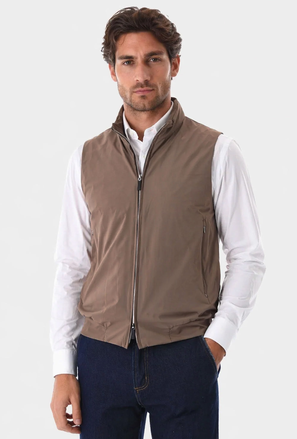 Smanicato uomo NO STIRO slim fit dresserd - FANGO