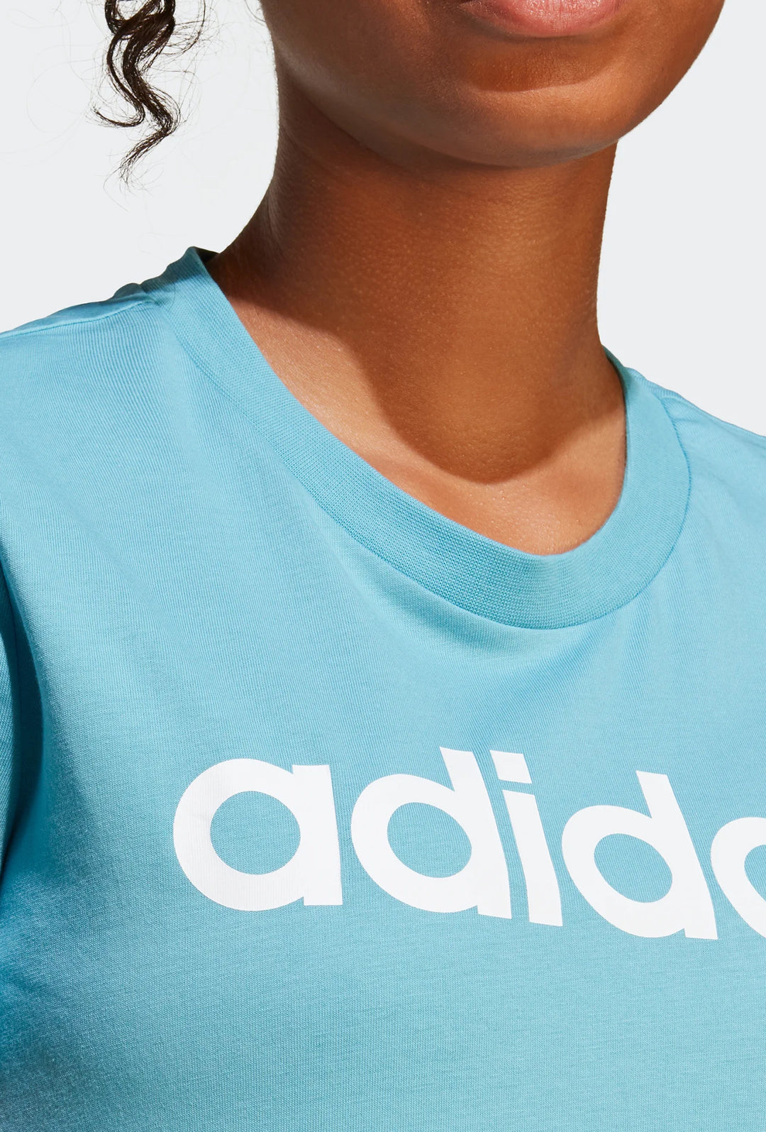 T-Shirt donna ADIDAS con scritta sul petto - Azzurra