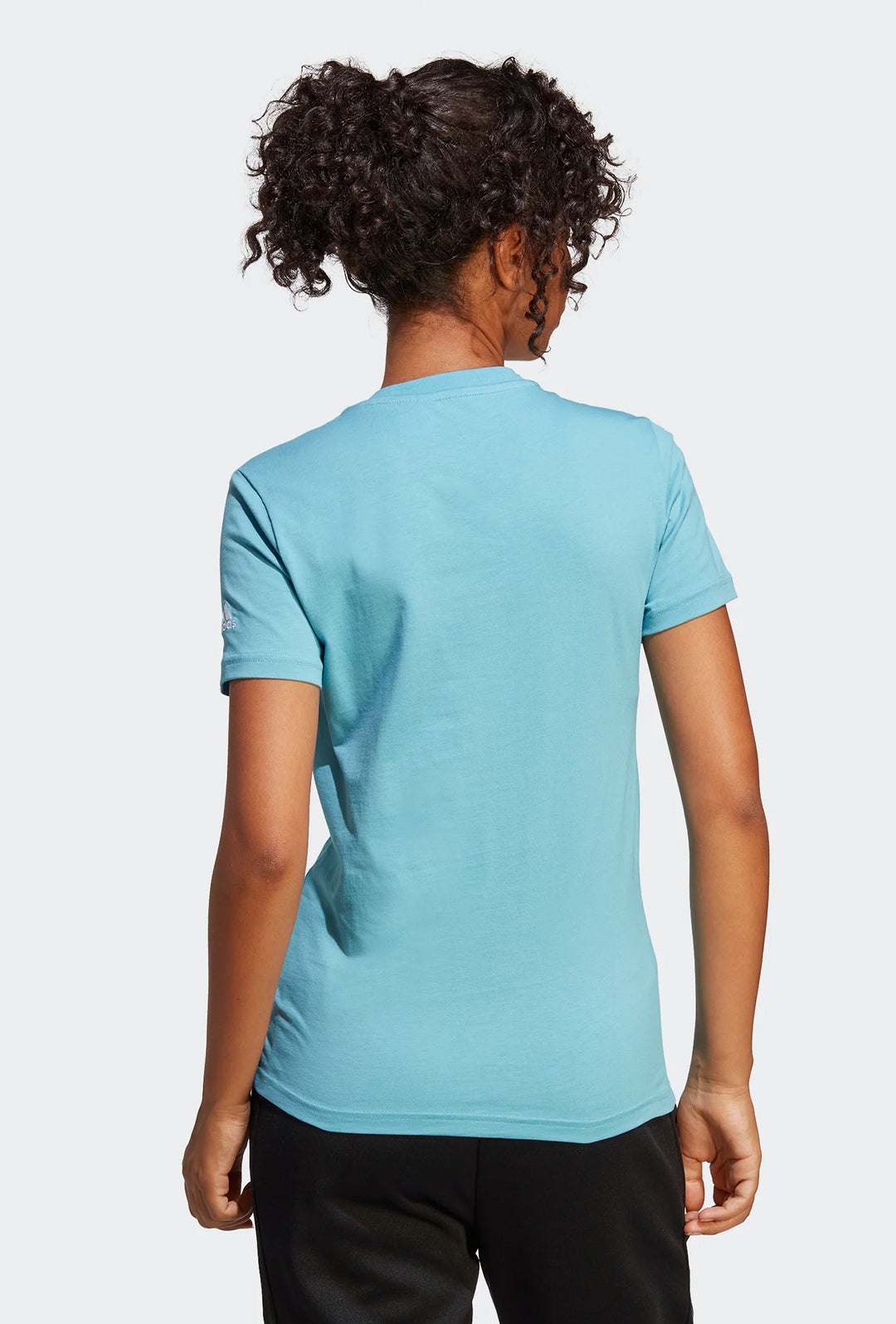 T-Shirt donna ADIDAS con scritta sul petto - Azzurra