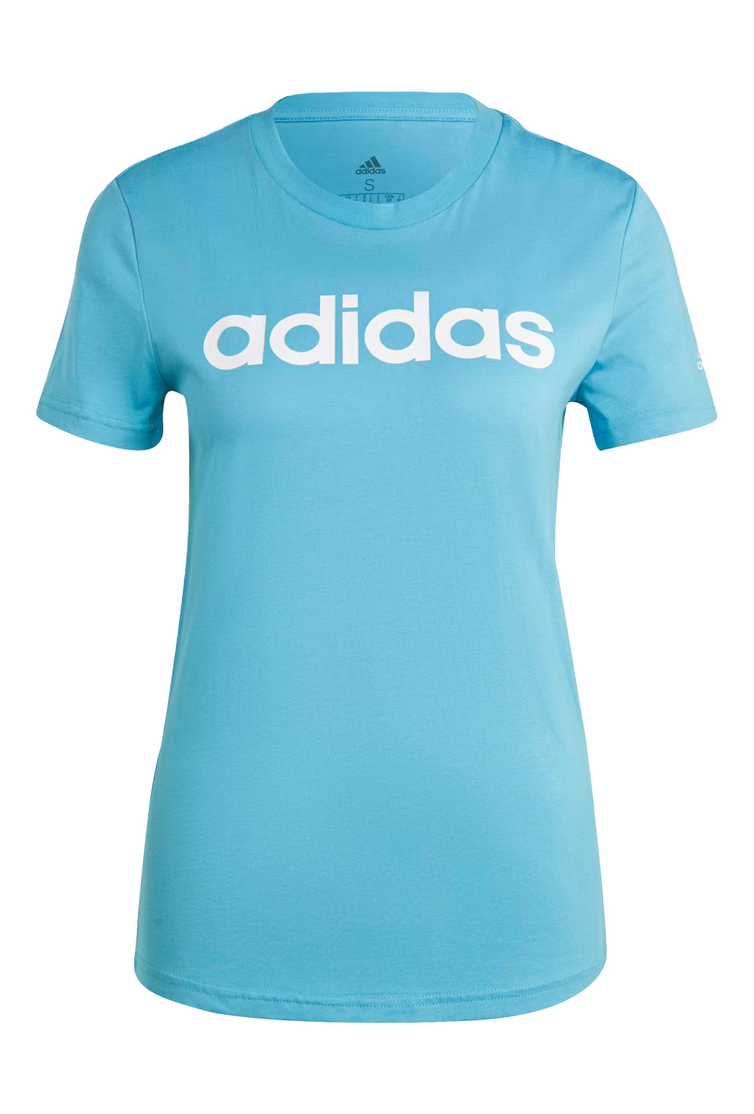 T-Shirt donna ADIDAS con scritta sul petto - Azzurra