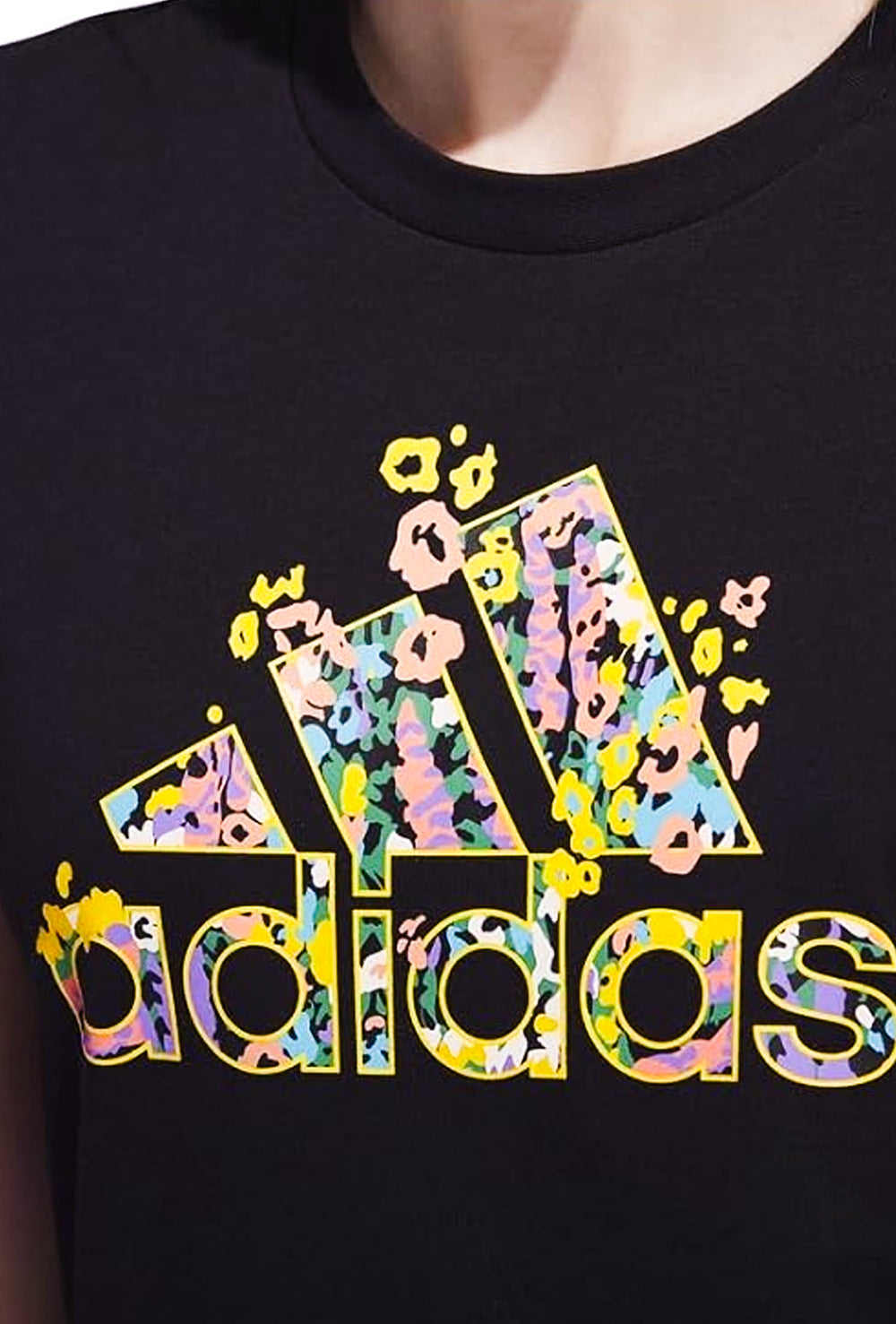 T-shirt ADIDAS donna maglietta con stampo colorato - NERO