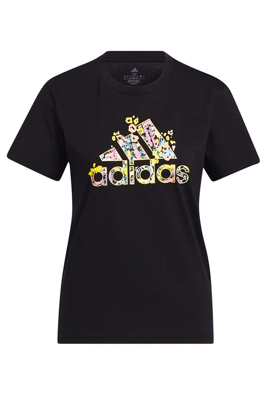 T-shirt ADIDAS donna maglietta con stampo colorato - NERO