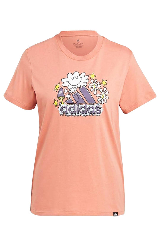 T-shirt ADIDAS donna DOODLE FIIL IT maglietta con stampo colorato - ROSA