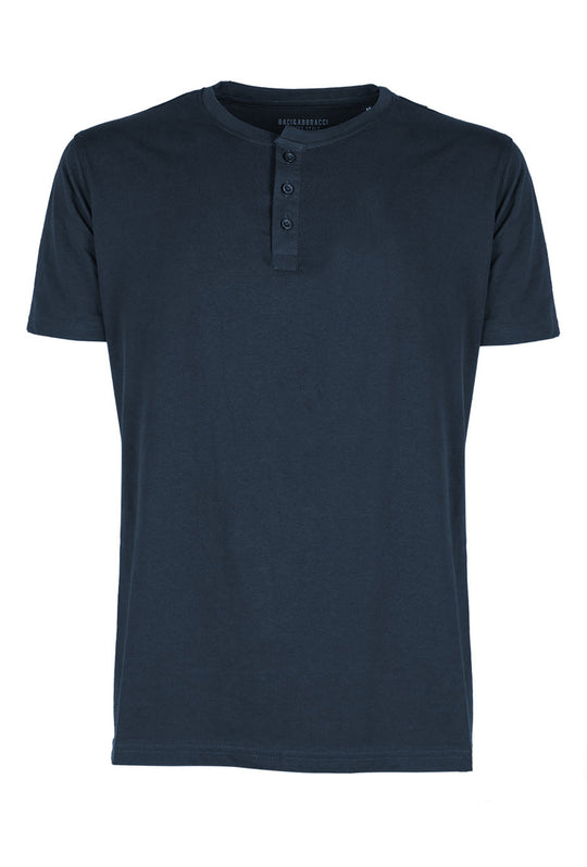 T-Shirt Uomo Baci & Abbracci Maglietta Serafino in cotone Regular Fit Maglie Dresserd - BLU