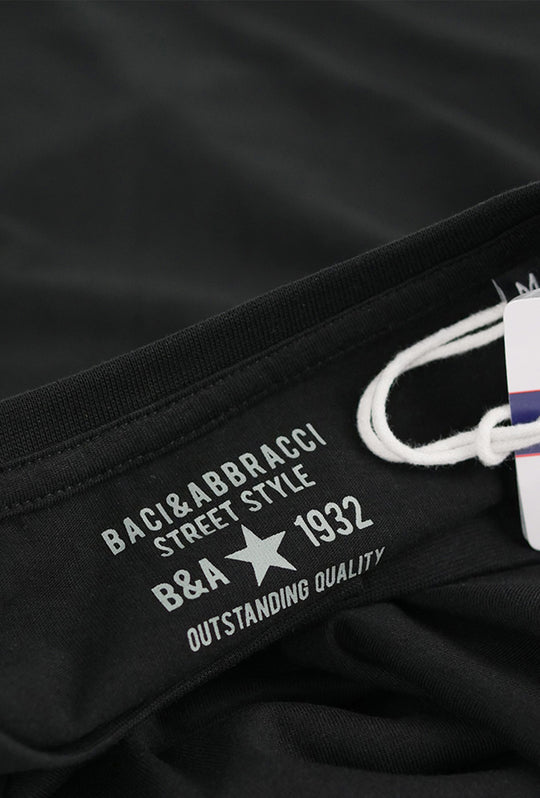 T-Shirt Uomo Baci & Abbracci Maglietta Serafino in cotone Regular Fit Maglie Dresserd - NERO