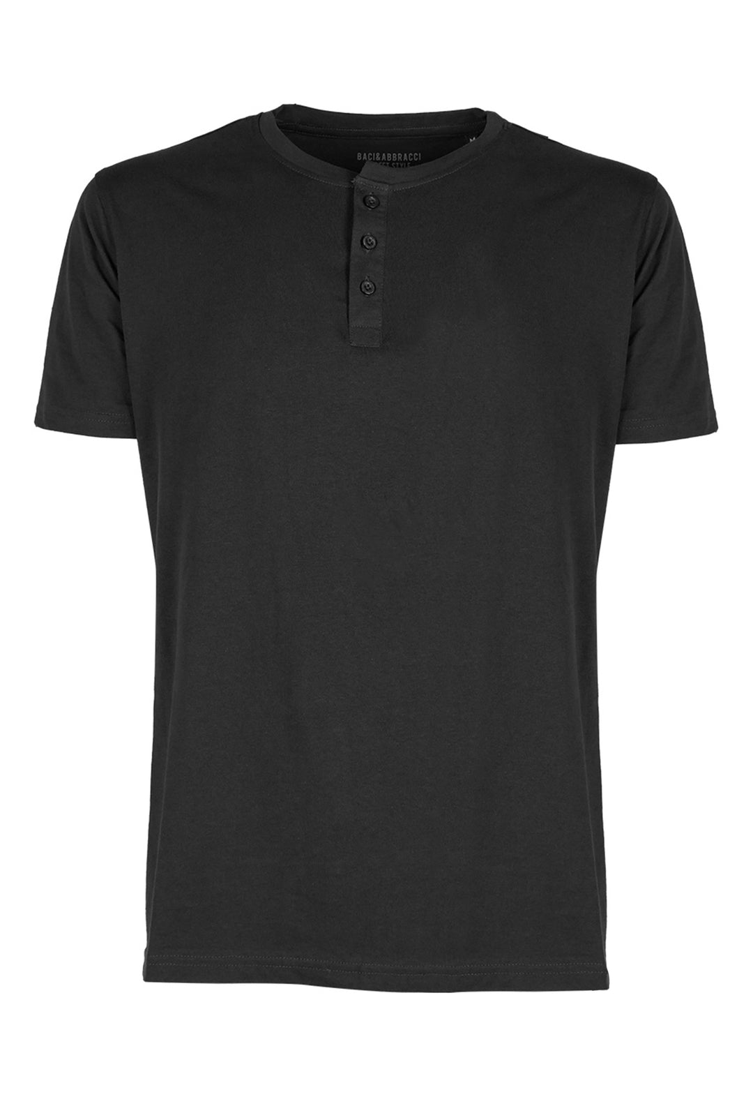T-Shirt Uomo Baci & Abbracci Maglietta Serafino in cotone Regular Fit Maglie Dresserd - NERO