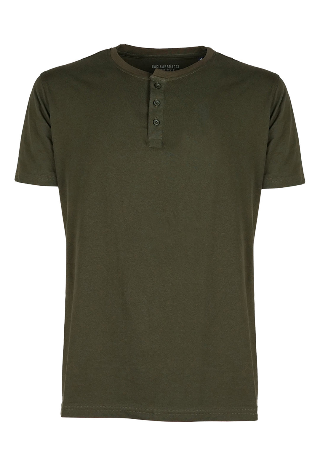 T-Shirt Uomo Baci & Abbracci Maglietta Serafino in cotone Regular Fit Maglie Dresserd - VERDE MILITARE