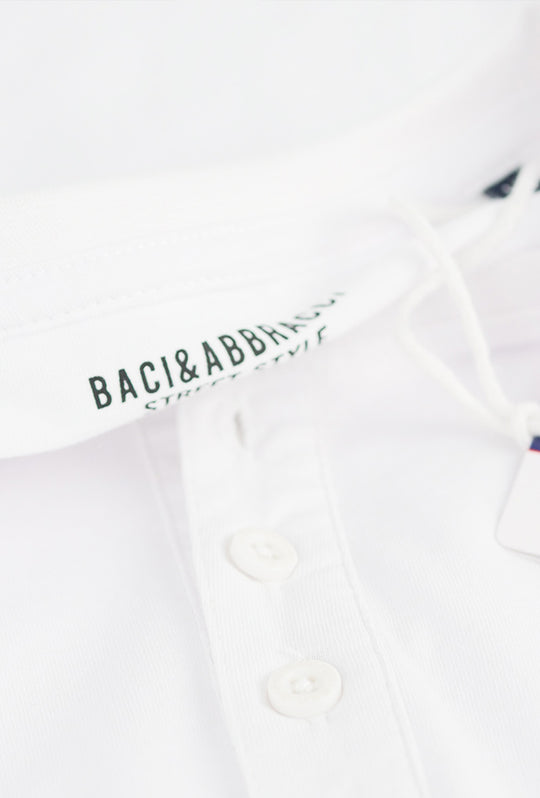 T-Shirt Uomo Baci & Abbracci Maglietta Serafino in cotone Regular Fit Maglie Dresserd - BIANCO
