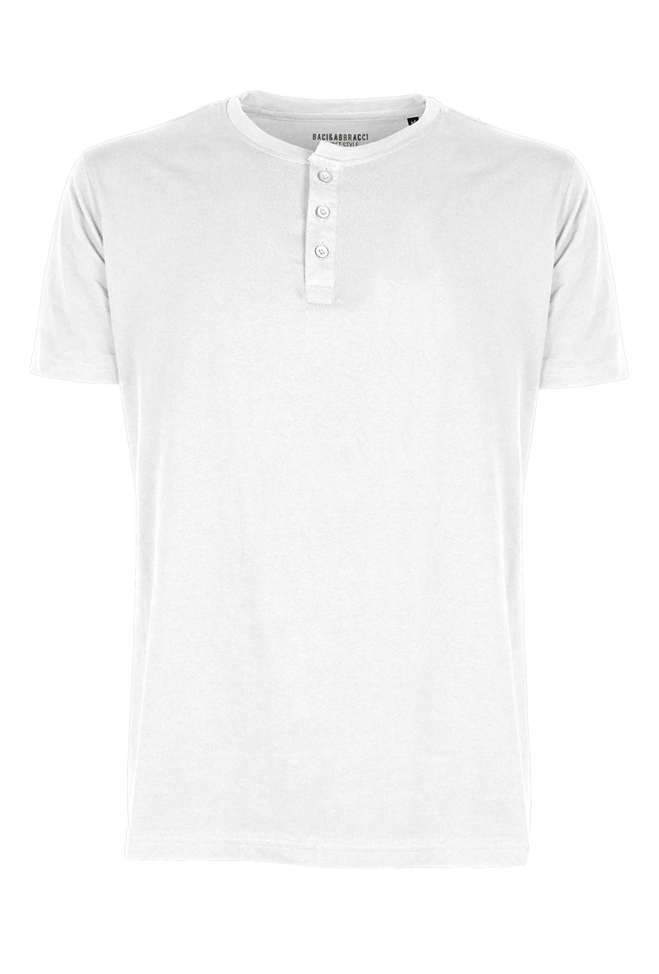 T Shirt Uomo Baci Abbracci Maglietta Serafino in cotone Regular Fit Maglie Dresserd BIANCO