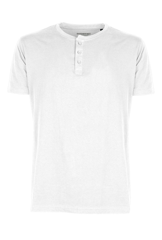 T-Shirt Uomo Baci & Abbracci Maglietta Serafino in cotone Regular Fit Maglie Dresserd - BIANCO