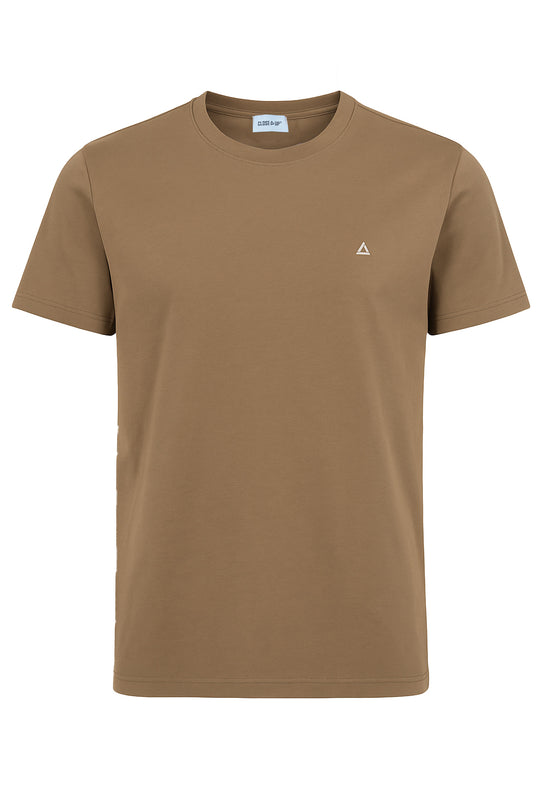 T-Shirt uomo basic logo a rilievo in gomma - CAMMELLO
