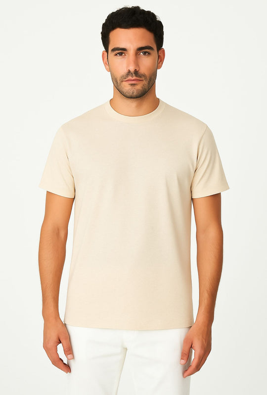 T-Shirt Uomo FILO DI SCOZIA  mezza manica - BEIGE