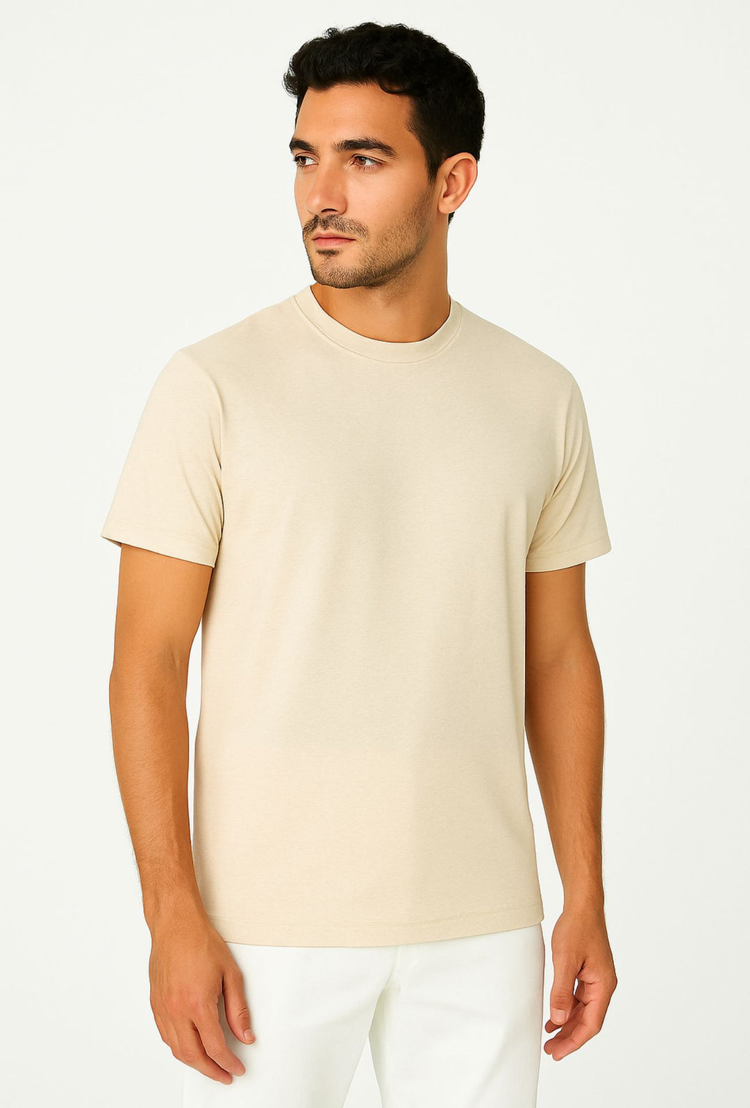 T-Shirt Uomo FILO DI SCOZIA  mezza manica - BEIGE