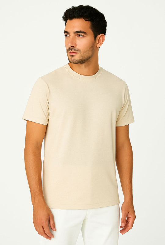 T-Shirt Uomo FILO DI SCOZIA  mezza manica - BEIGE