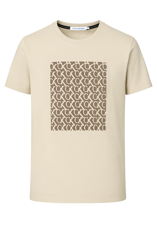 T-Shirt uomo CALVIN KLEIN slim fit con grafica grande sul petto - BEIGE