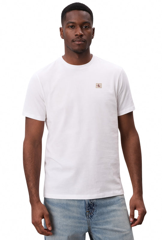 T-shirt uomo Calvin Klein in 100% cotone con logo cucito - BIANCO