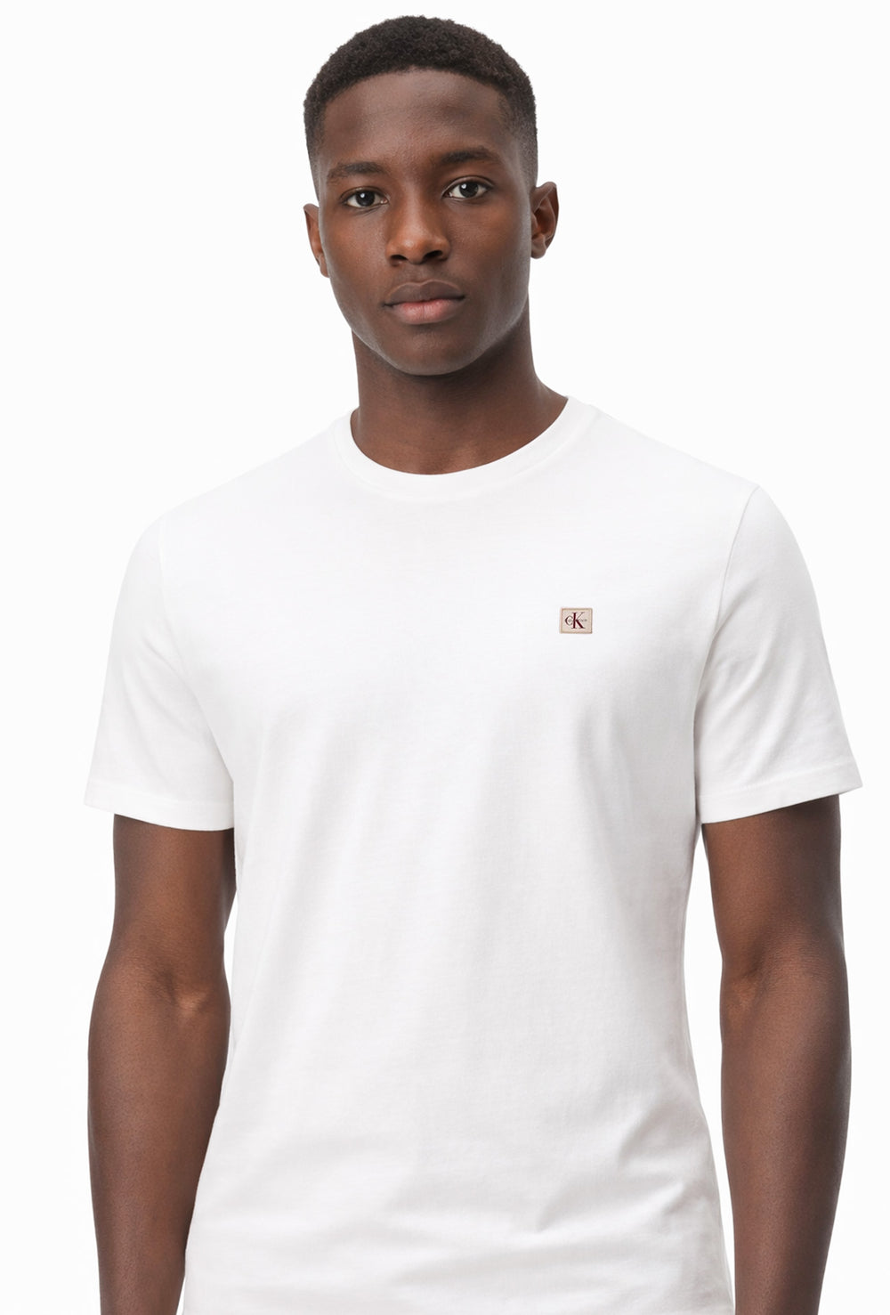 T-shirt uomo Calvin Klein in 100% cotone con logo cucito - BIANCO