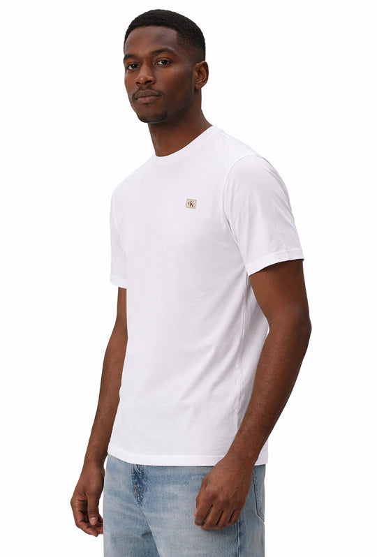 T-shirt uomo Calvin Klein in 100% cotone con logo cucito - BIANCO