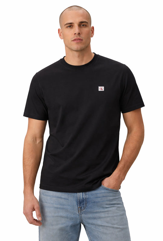 T-shirt uomo Calvin Klein in 100% cotone con logo cucito - NERO