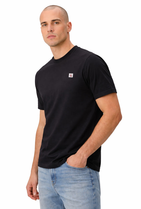 T-shirt uomo Calvin Klein in 100% cotone con logo cucito - NERO