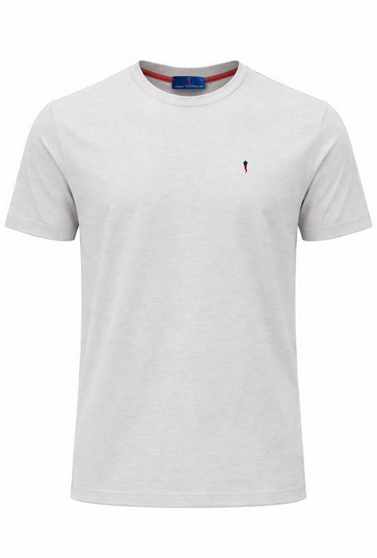 T-Shirt Uomo tinta unita ricamo lato cuore - GHIACCIO