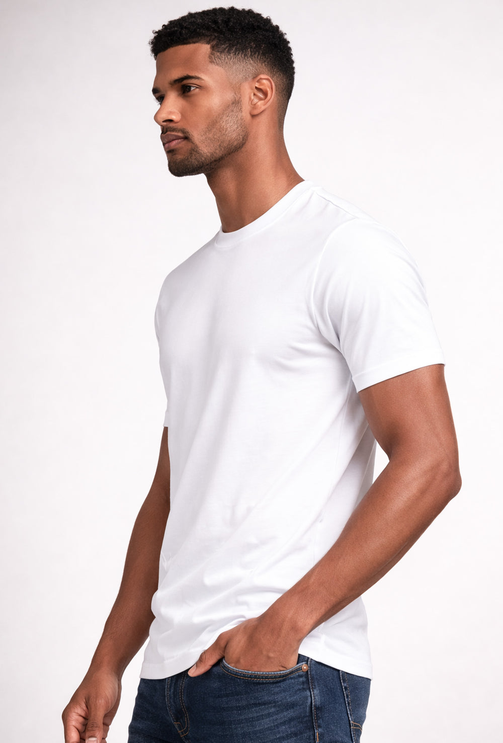 T-Shirt Uomo TESSUTO DI SCOZIA  mezza manica - BIANCO