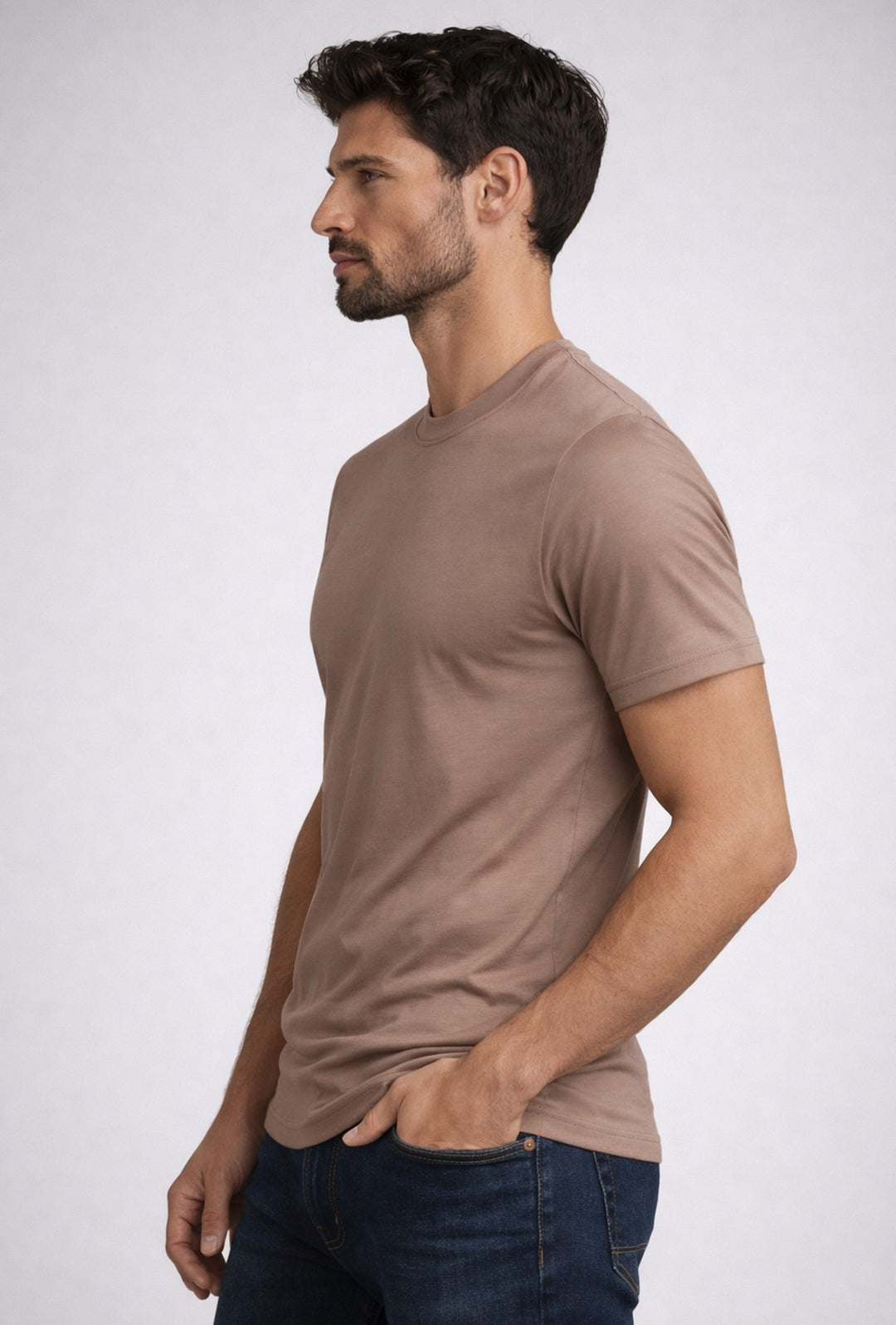 T-Shirt Uomo TESSUTO DI SCOZIA  mezza manica - FANGO