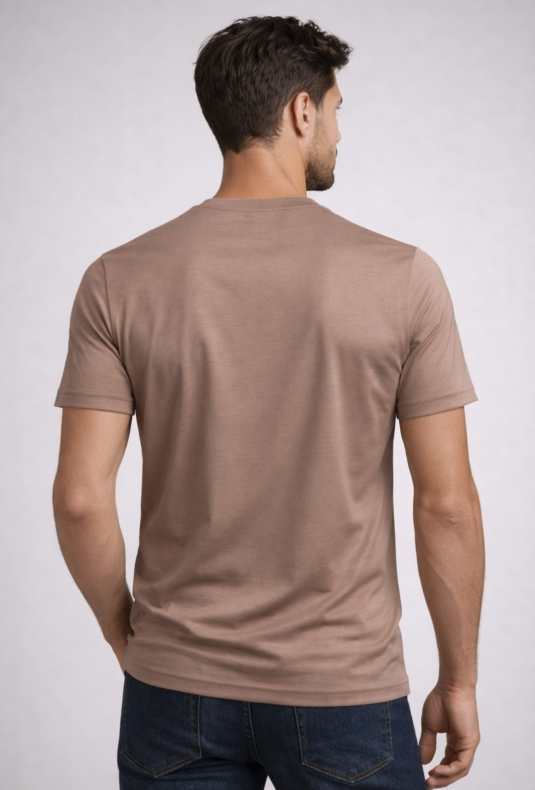 T-Shirt Uomo TESSUTO DI SCOZIA  mezza manica - FANGO