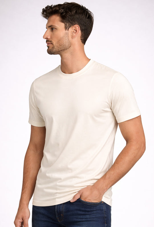 T-Shirt Uomo TESSUTO DI SCOZIA  mezza manica - PANNA