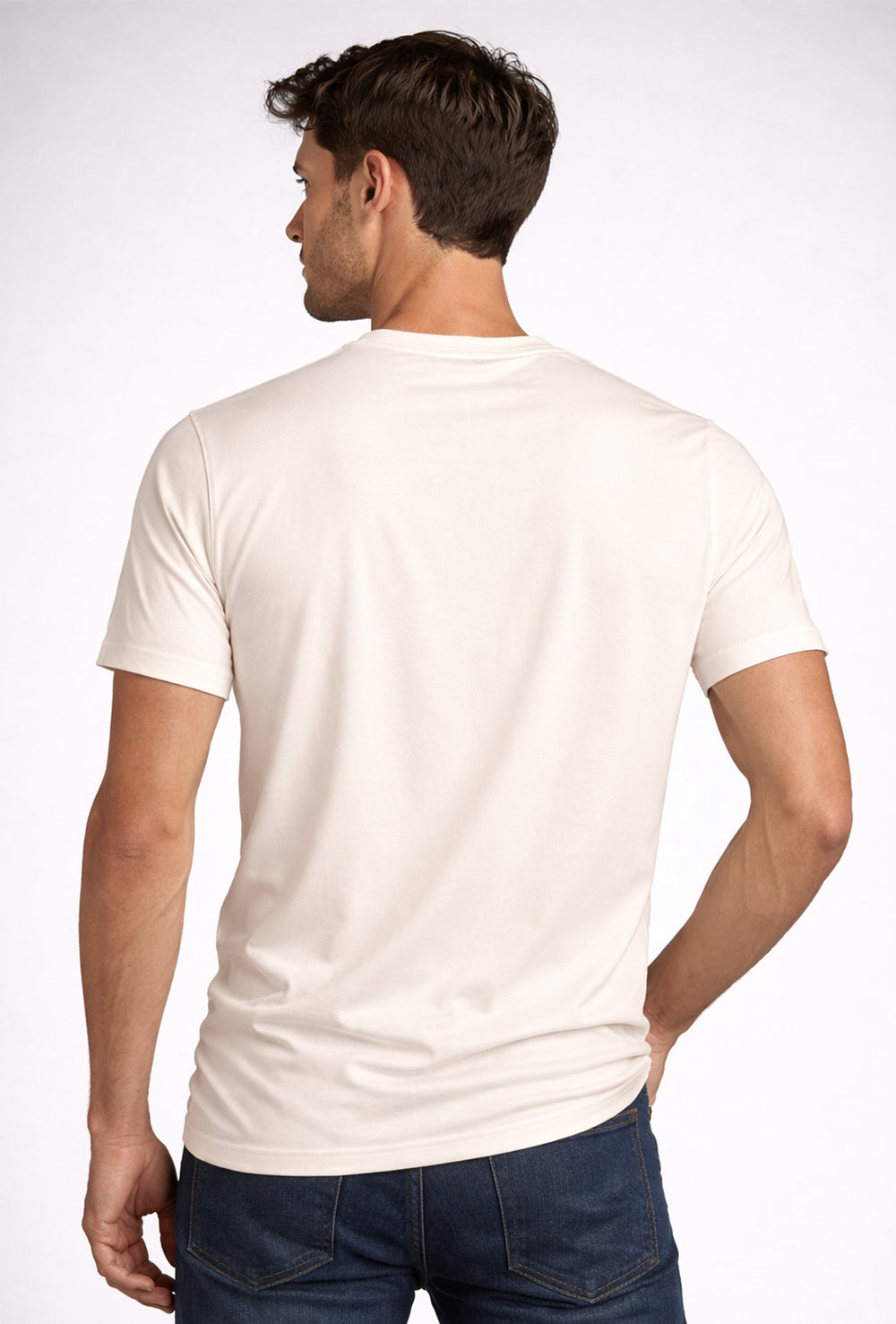 T-Shirt Uomo TESSUTO DI SCOZIA  mezza manica - PANNA