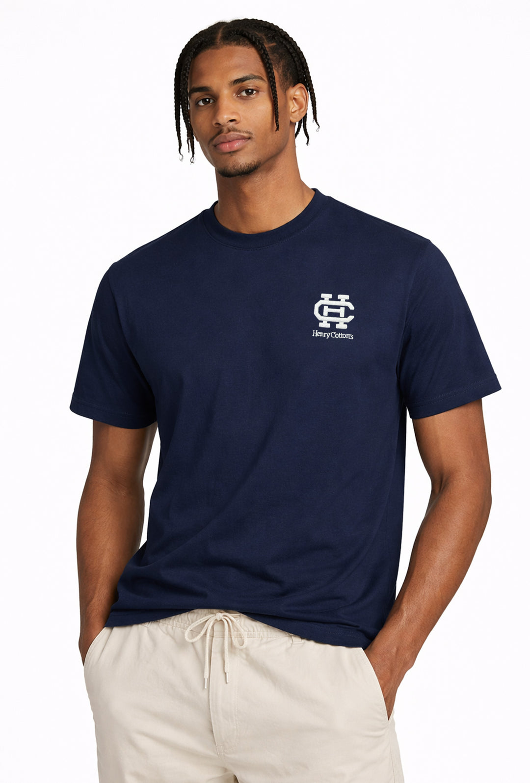 T-Shirt uomo Henry Cotton’s logo a rilievo - BLU