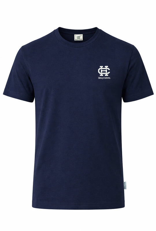 T-Shirt uomo Henry Cotton’s logo a rilievo - BLU