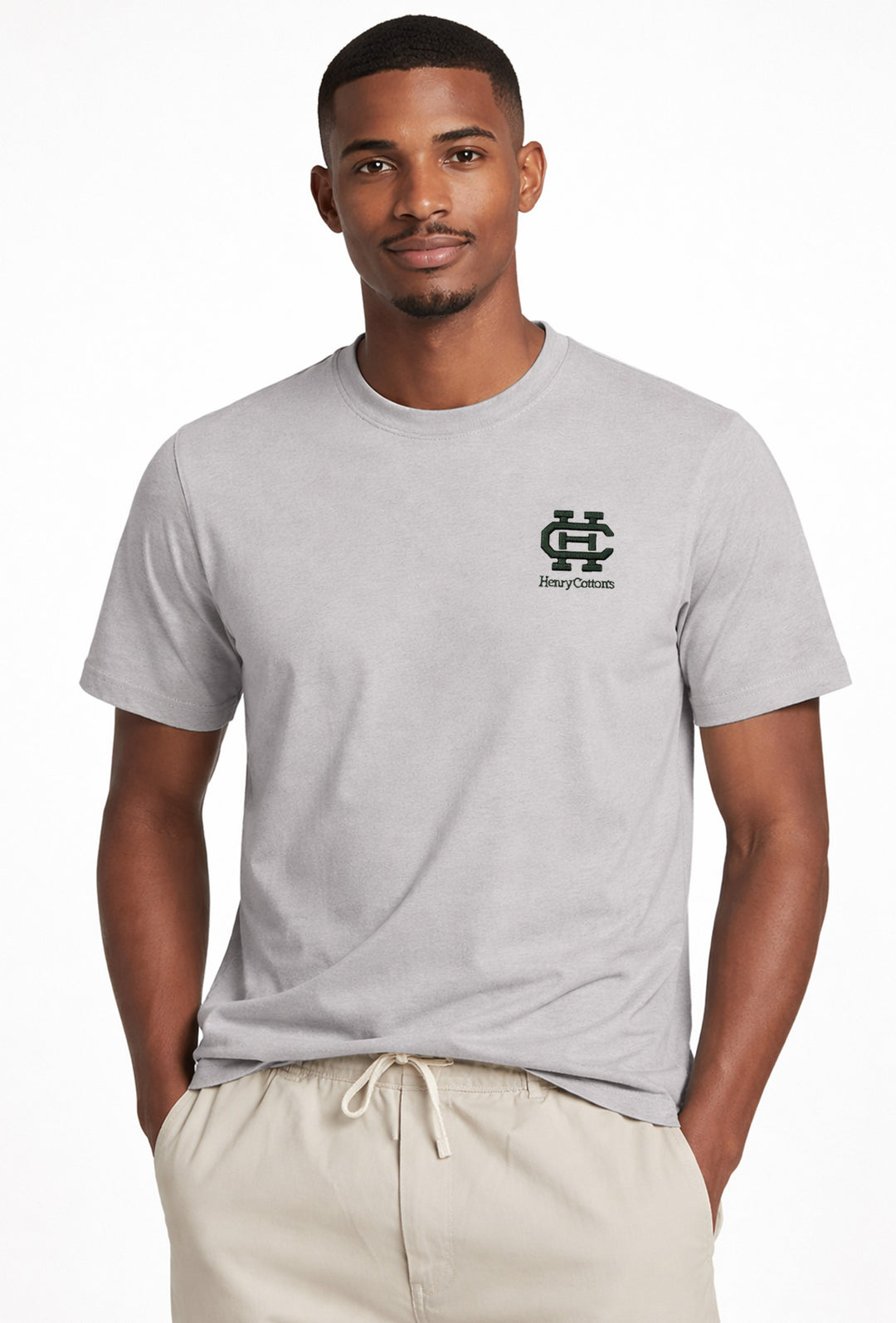 T-Shirt uomo Henry Cotton’s logo a rilievo - GRIGIO