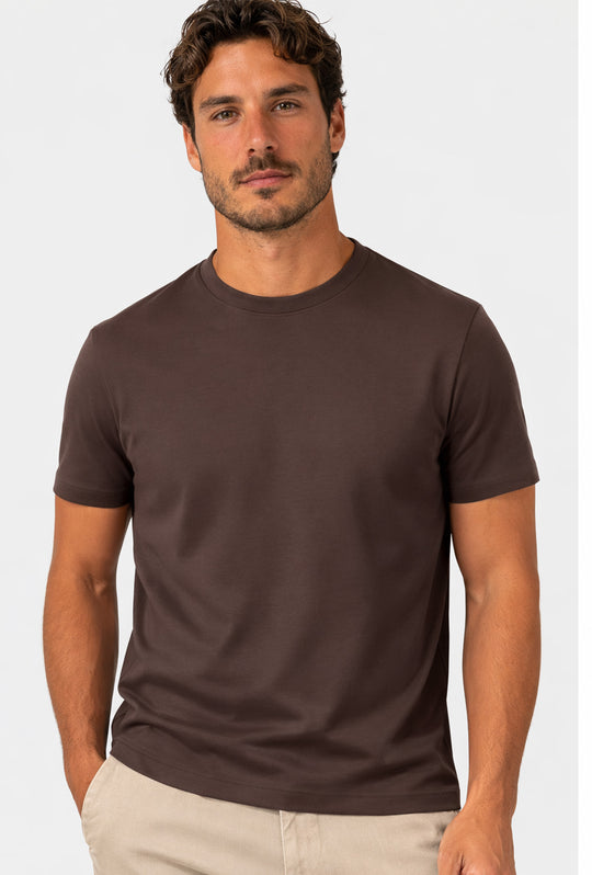 T-Shirt Uomo TESSUTO DI SCOZIA  mezza manica - MARRONE