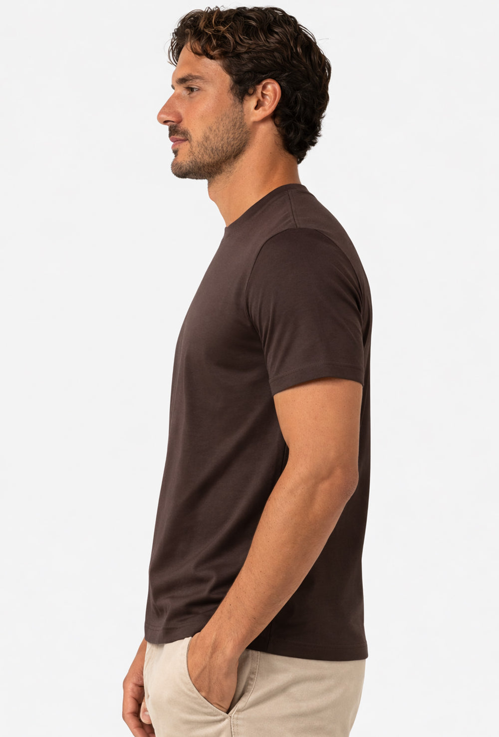 T-Shirt Uomo TESSUTO DI SCOZIA  mezza manica - MARRONE