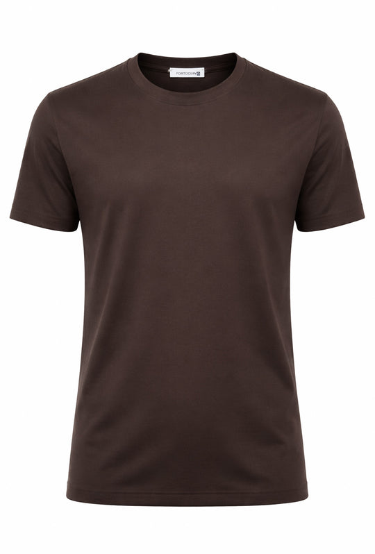 T-Shirt Uomo TESSUTO DI SCOZIA  mezza manica - MARRONE