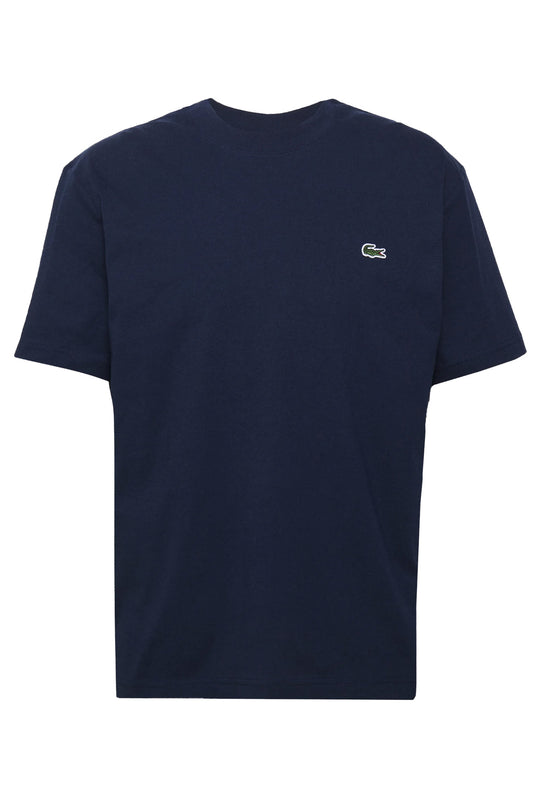 T-Shirt Uomo LaCoste Maglietta Tinta Unita in cotone Logo piccolo - BLU