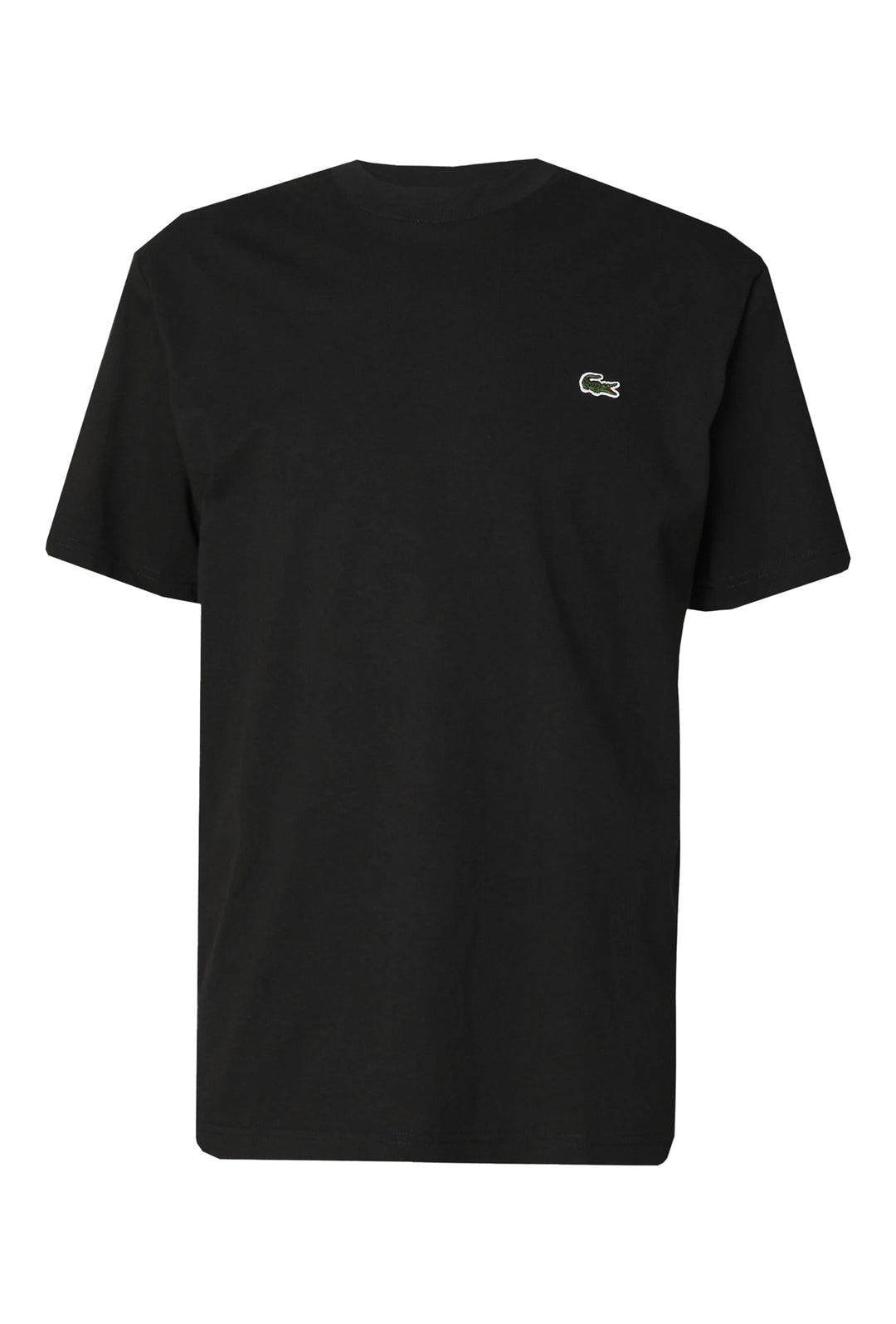 T-Shirt Uomo LaCoste Maglietta Tinta Unita in cotone Logo piccolo - NERO