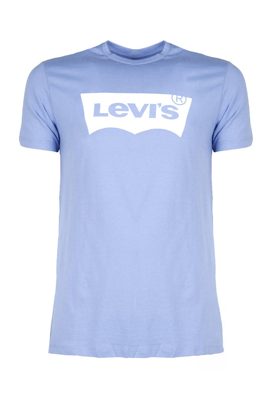 T-shirt Uomo Levi's mezza manica Maglietta stampa sul petto 100% Cotone - CELESTE