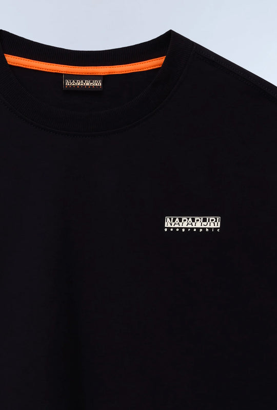 T-shirt uomo Napapijri Small Box Relaxed Fit in Cotone - NERO