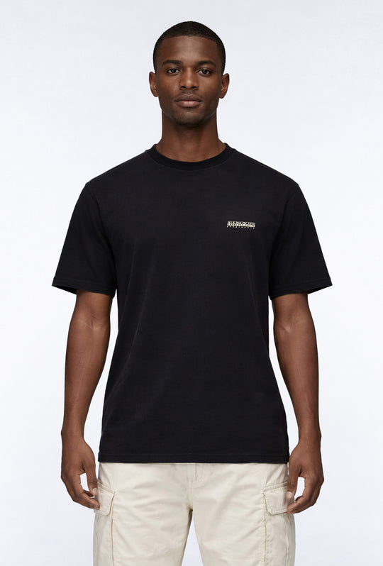 T-shirt uomo Napapijri Small Box Relaxed Fit in Cotone - NERO