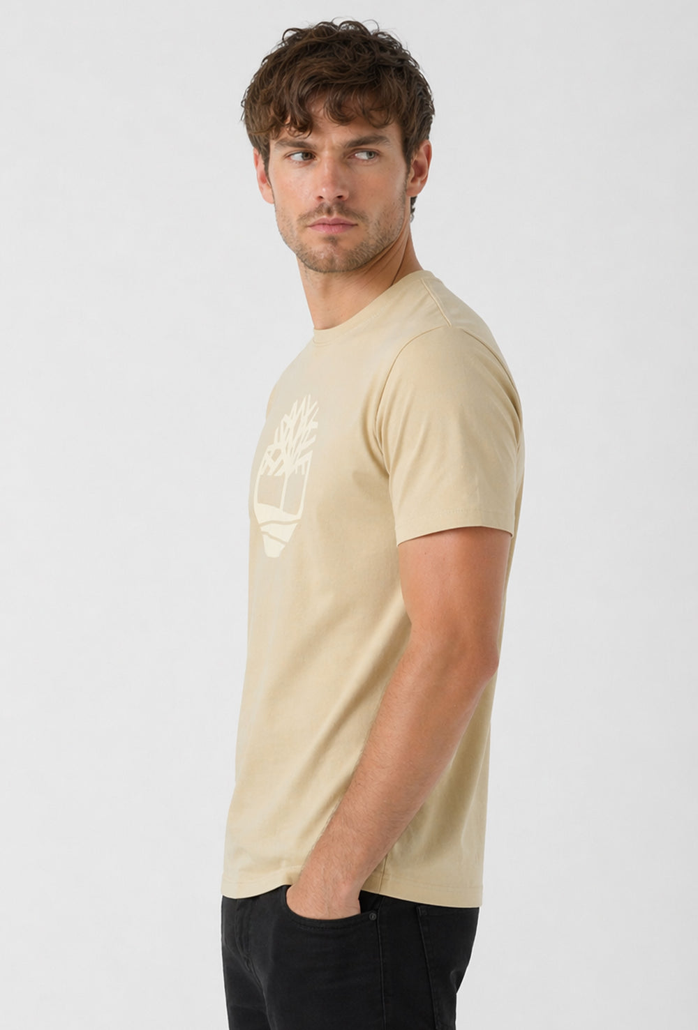 T-shirt uomo Timberland con logo stampato sul petto - BEIGE