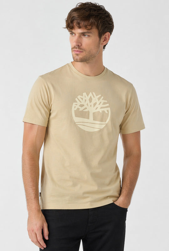 T-shirt uomo Timberland con logo stampato sul petto - BEIGE