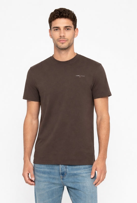 T-shirt uomo Tommy Jeans logo a rilivielo 100% cotone - MARRONE