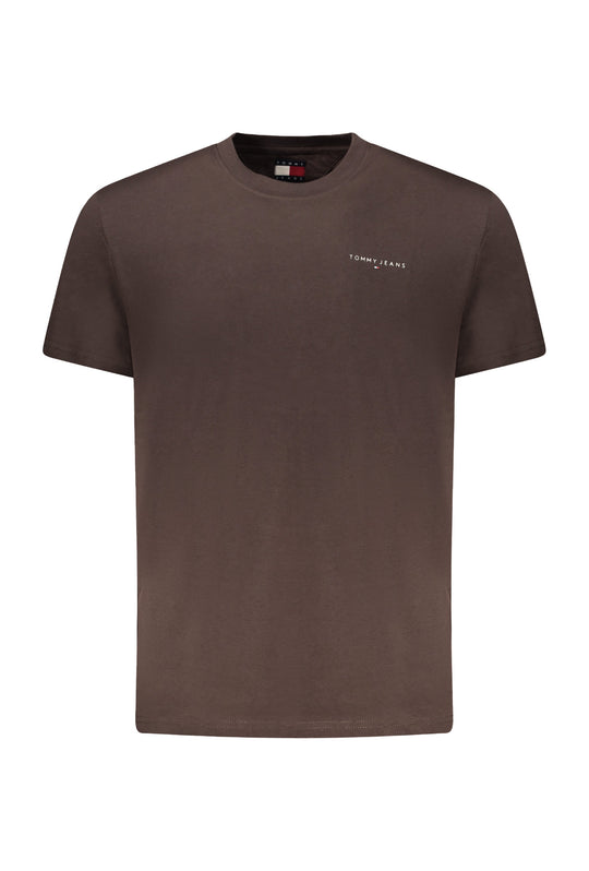 T-shirt uomo Tommy Jeans logo a rilivielo 100% cotone - MARRONE