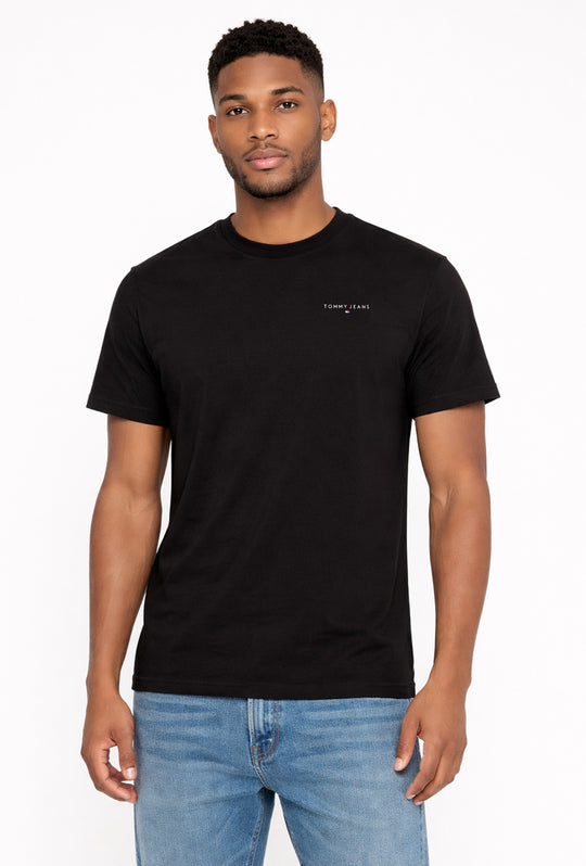 T-shirt uomo Tommy Jeans logo a rilivielo 100% cotone - NERO