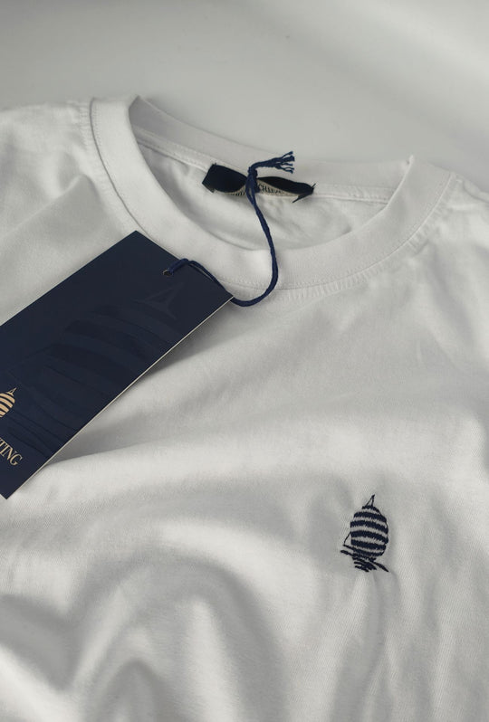 T- Shirt Uomo MARINA YACHTING 100% cotone logo piccolo ricamato lato cuore- BIANCO