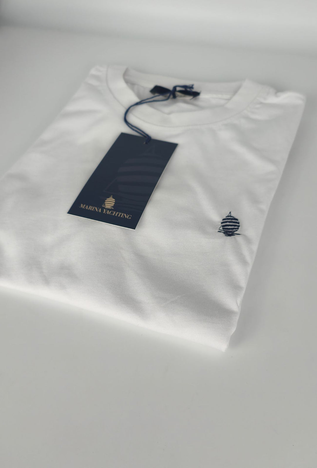 T- Shirt Uomo MARINA YACHTING 100% cotone logo piccolo ricamato lato cuore- BIANCO